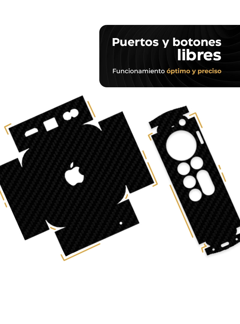 Skin Premium Fibra De Carbono Negro Apple TV 4K - 3G + Control