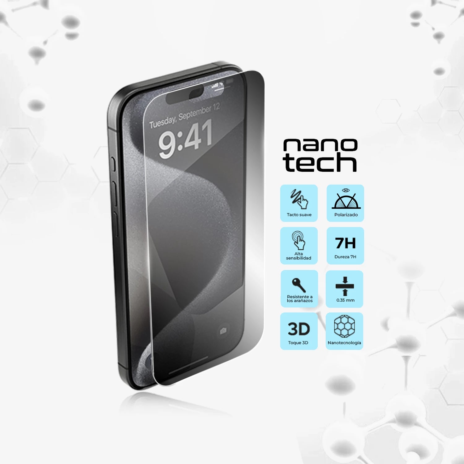 Protector de Pantalla Privacy Mate Nanotech  iPhone 15 Pro Max