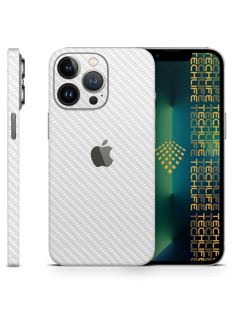 Skin Premium Fibra De Carbono Blanco iPhone 12 Pro