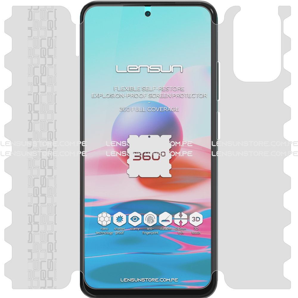 Lensun 360 Selfrestore Shield Protector de Pantalla Completa Xiaomi Redmi Note 10