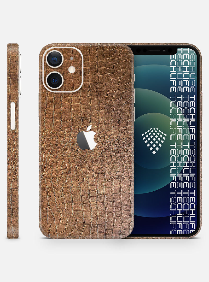 Skin Leather Reptile Brown para iPhone 12